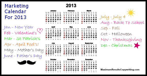 Looking Ahead – Marketing Calendar 2013